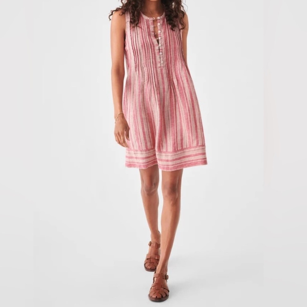 Faherty Women’s Size Large Linen Blend Striped Sleeveless Dress